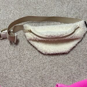 J. Crew Cream Sherpa Bag with Tan Strap